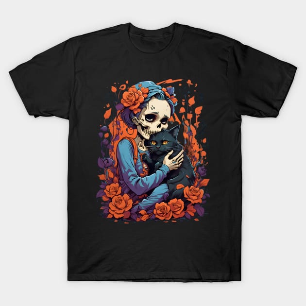 Skeleton Cuddle Cat T-Shirt by VisionDesigner